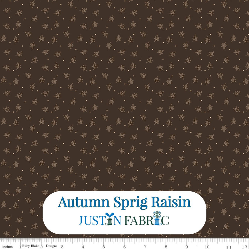 Autumn Sprig Raisin Cotton Yardage by Lori Holt | Riley Blake Designs -C14663-RAISIN - Justin Fabric!