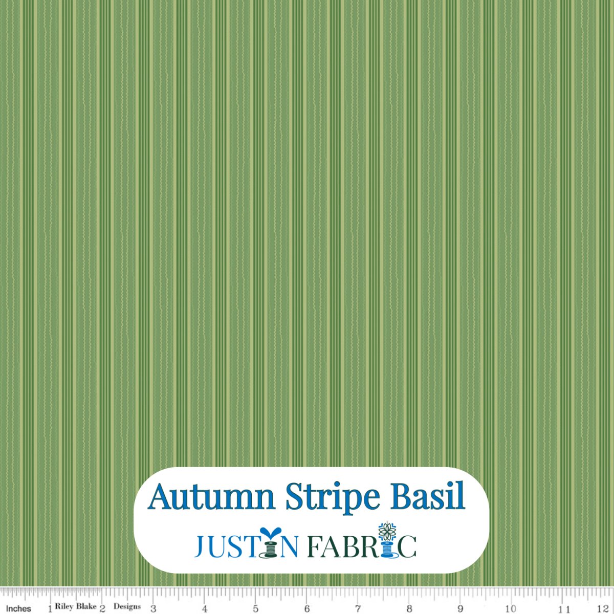 Autumn Stripe Basil Cotton Yardage by Lori Holt | Riley Blake Designs -C14665-BASIL - Justin Fabric!