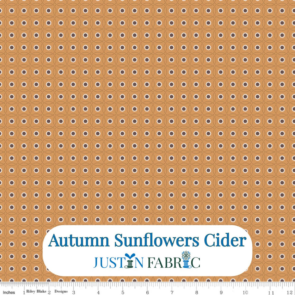 Autumn Sunflowers Cider Cotton Yardage by Lori Holt | Riley Blake Designs -C14666-CIDER - Justin Fabric!