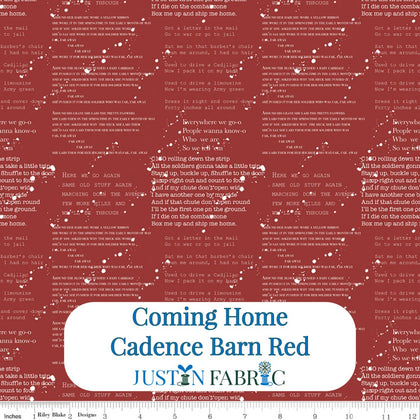 Coming Home Cadence Barn Red Cotton Yardage by Vicki Gifford | Riley Blake Designs