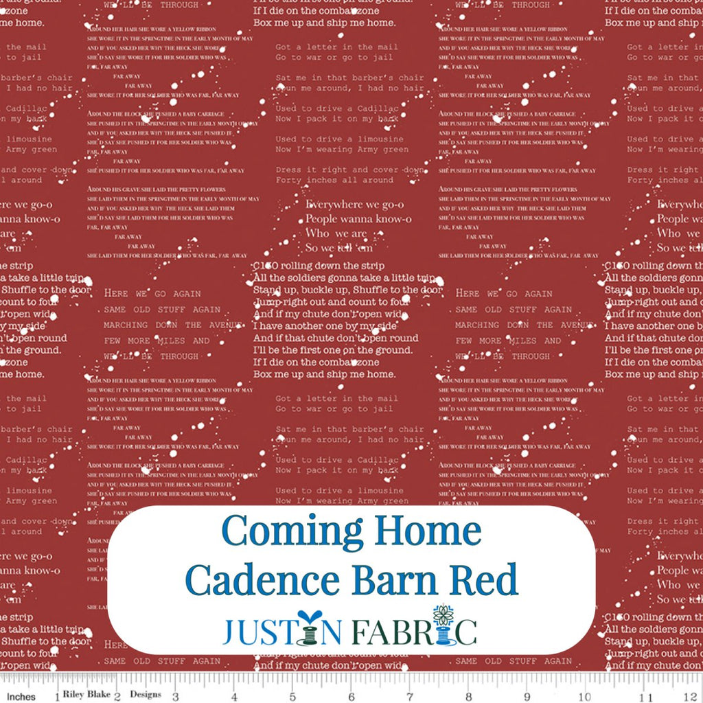 Coming Home Cadence Barn Red Cotton Yardage by Vicki Gifford | Riley Blake Designs -C14422-BARNRED - Justin Fabric!