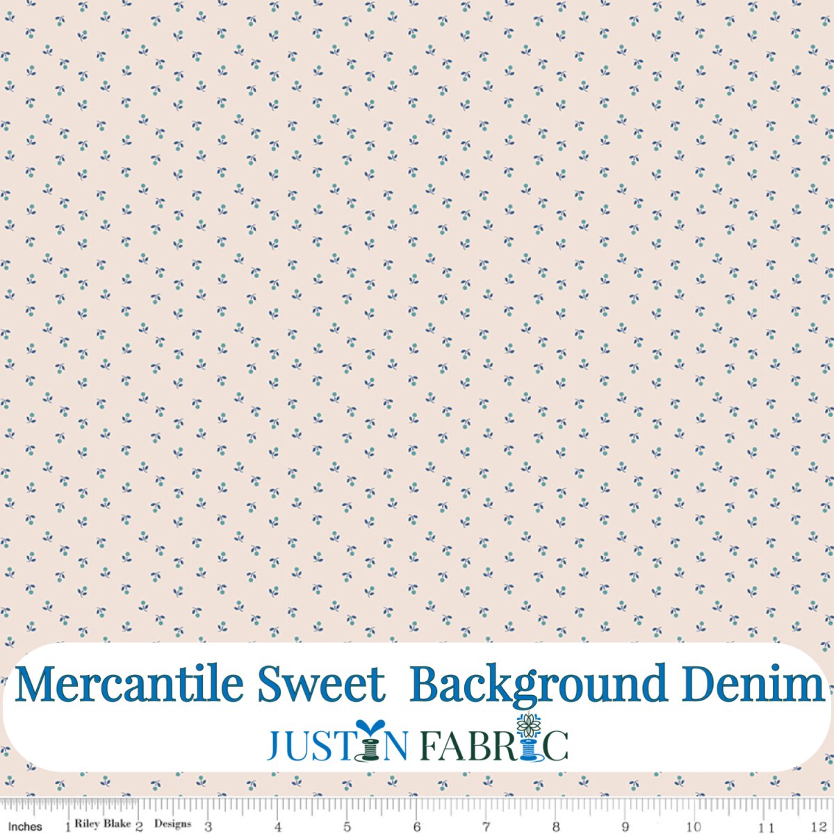 Mercantile Sweet Background Denim Fat Quarter by Lori Holt | Riley Blake Designs -C14405-DENIM-FQ - Justin Fabric!
