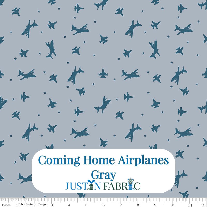 Coming Home Airplanes Gray Cotton Yardage by Vicki Gifford | Riley Blake Designs -C14427-GRAY - Justin Fabric!