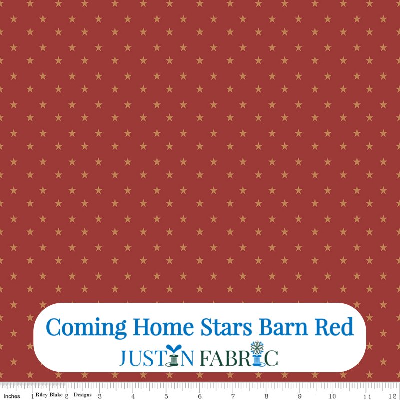 Coming Home Stars Barn Red Yardage by Vicki Gifford | Riley Blake Designs C14423-BARNRED- Barn Red fabric featuring Stars  