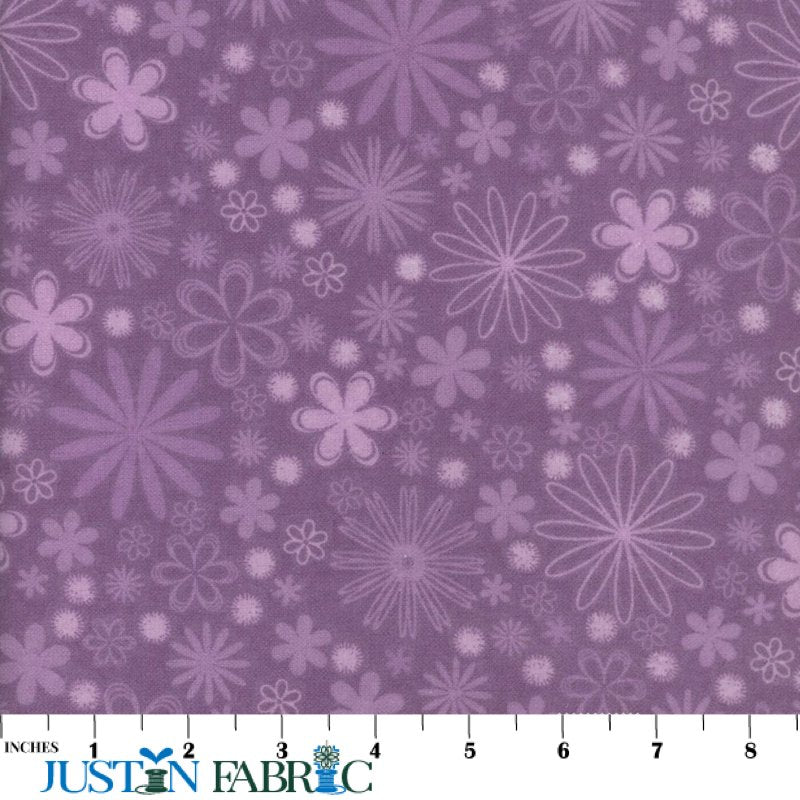 Chinese Floral 108" Wide Violet Cotton Flannel by Mook Fabrics | SKU: M120049