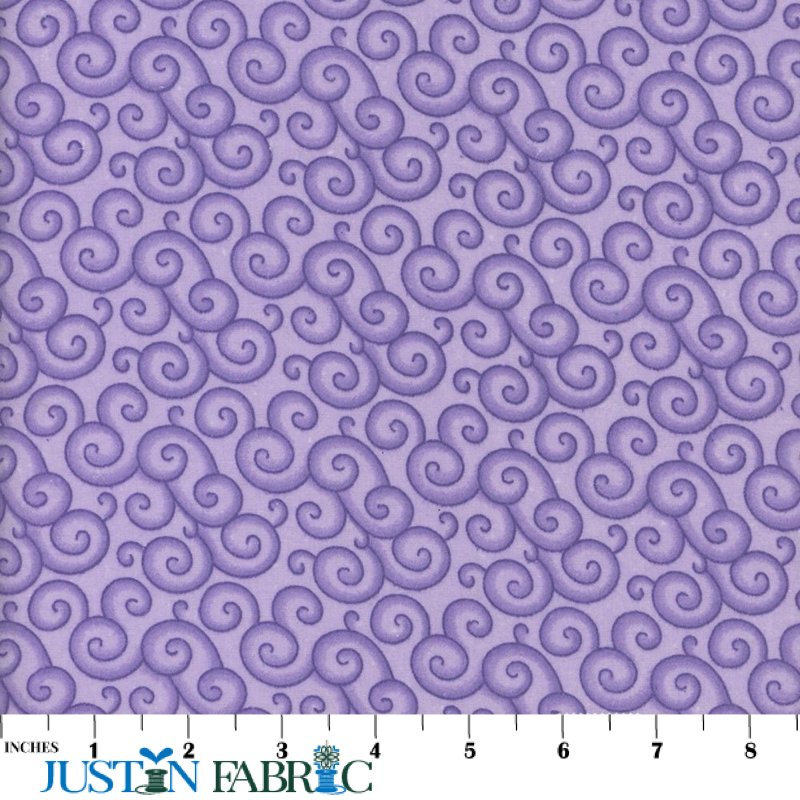 108" Wide Curly Swirly Lilac Cotton Flannel Yardage | Mook Fabrics