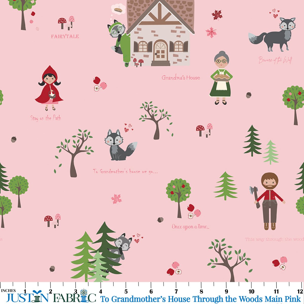 To Grandmother's House Through the Woods Main Pink Yardage | Riley Blake Designs