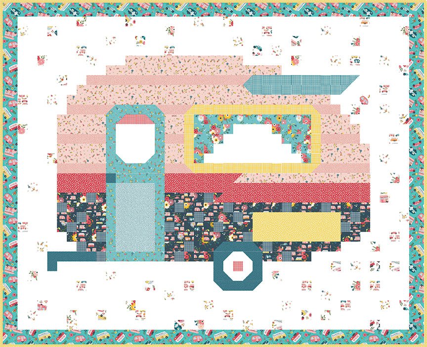 Happy Camper Quilt Pattern by Flamingo Toes | Riley Blake Designs alternate colorway