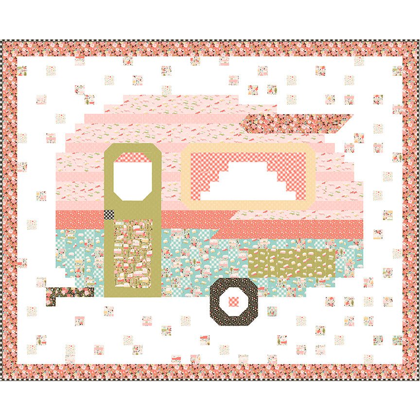Happy Camper Quilt Pattern by Flamingo Toes | Riley Blake Designs pink colorway