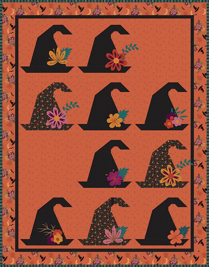 Witch’s Hat Quilt Kit featuring Little Witch by Jennifer Long | Pre-order (April 2024) -KT-WITCHSHAT-PUMPKIN - Justin Fabric!