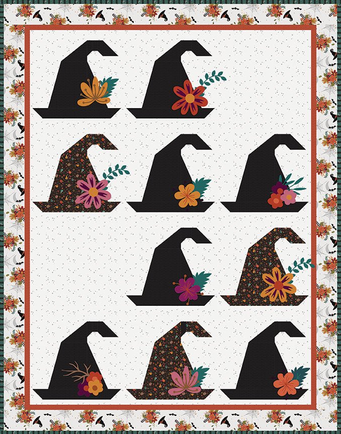 Witch’s Hat Quilt Kit featuring Little Witch by Jennifer Long | Pre-order (April 2024) -KT-WITCHSHAT-SMOKE - Justin Fabric!