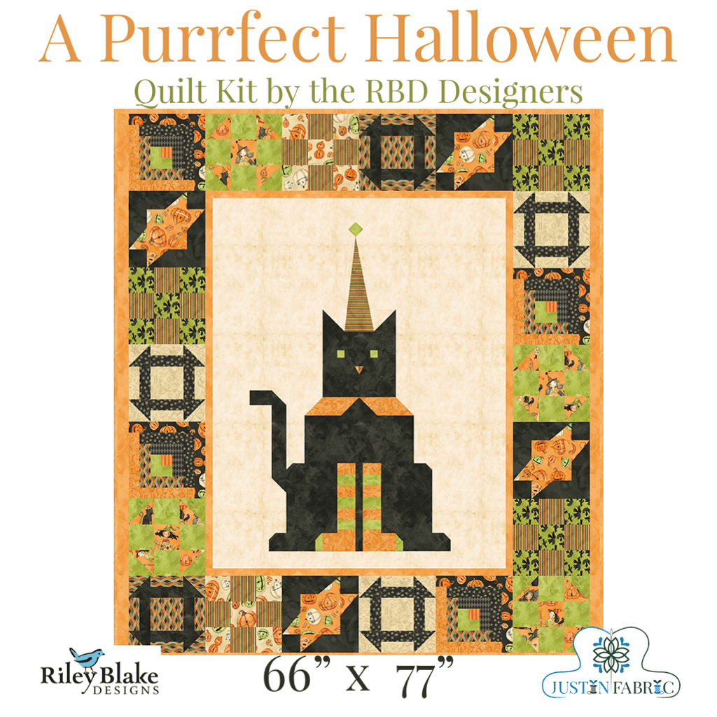 A Purrfect Boxed Quilt Kit by the RBD Designers - Unwrap the Magic of Halloween! -KT-11820 - Justin Fabric!