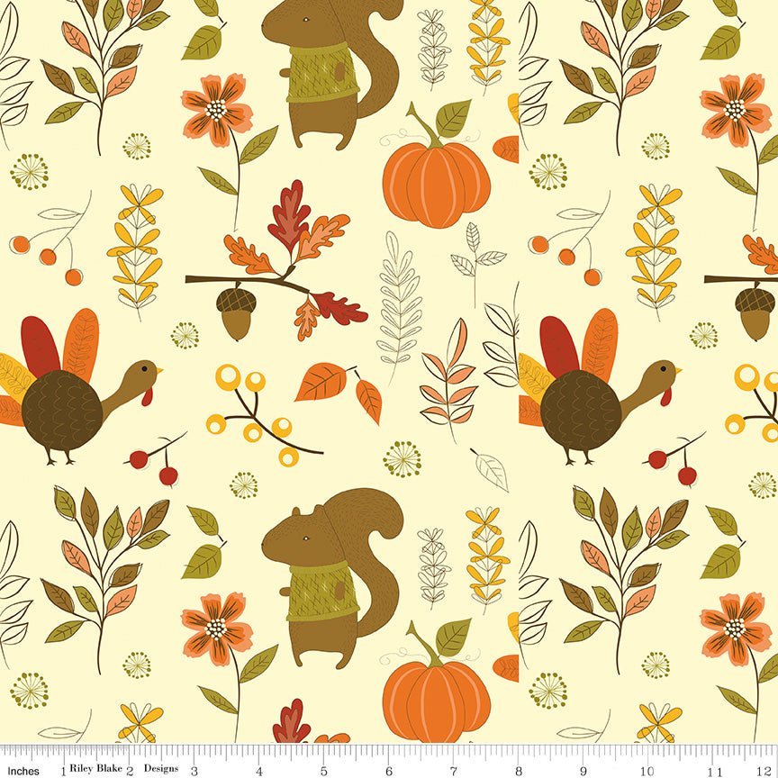 Awesome Autumn Cream Wide Back by Sandy Gervais for Riley Blake Designs -WB12181-CREAM - Justin Fabric!