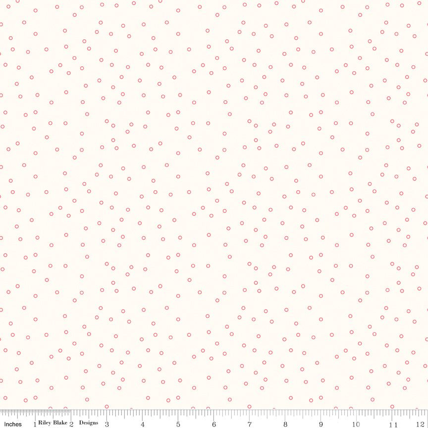 Bee Backgrounds Tiny Circle Coral Yardage | SKU: C6384-CORAL -C6384-CORAL - Justin Fabric!
