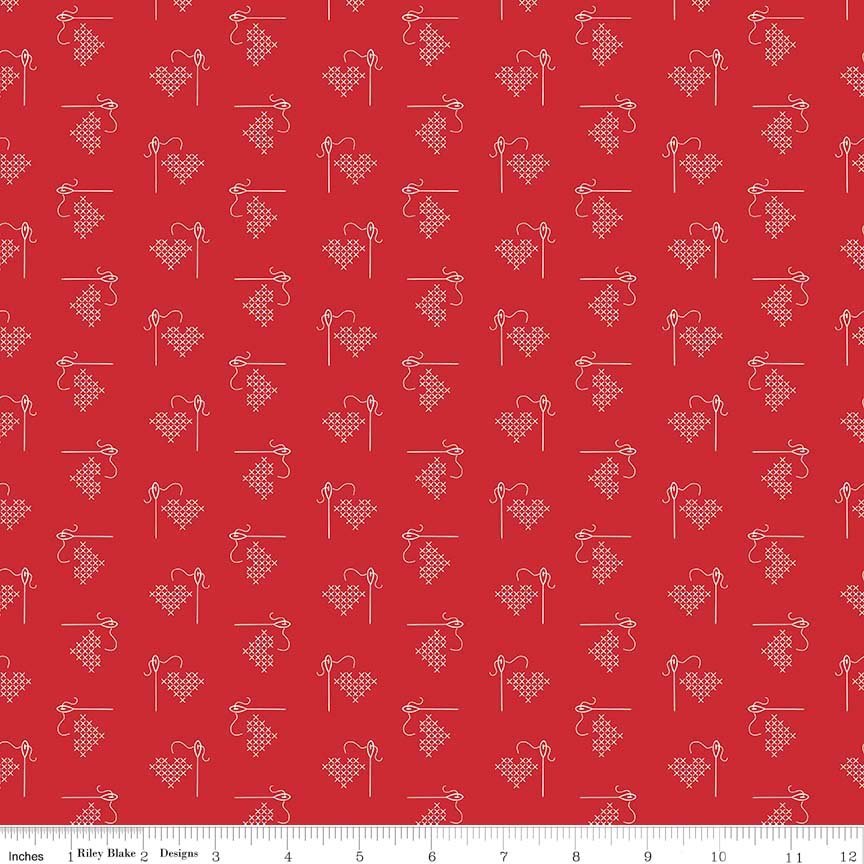 Bee Basics Heart Red Yardage | SKU: C6401-RED -C6401-RED - Justin Fabric!