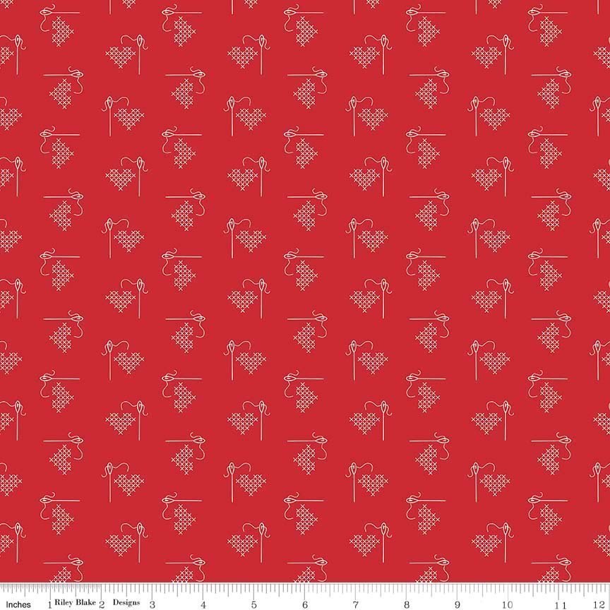 Bee Basics Heart Red Cotton Fat Quarter by Lori Holt | Riley Blake Designs -C6401-RED-FQ - Justin Fabric!