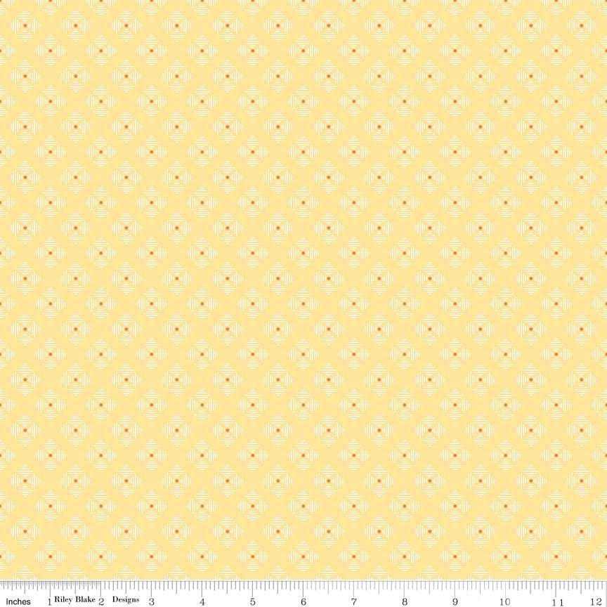 Bee Basics Stitched Flower Yellow Yardage | SKU: C6409-YELLOW -C6409-YELLOW - Justin Fabric!