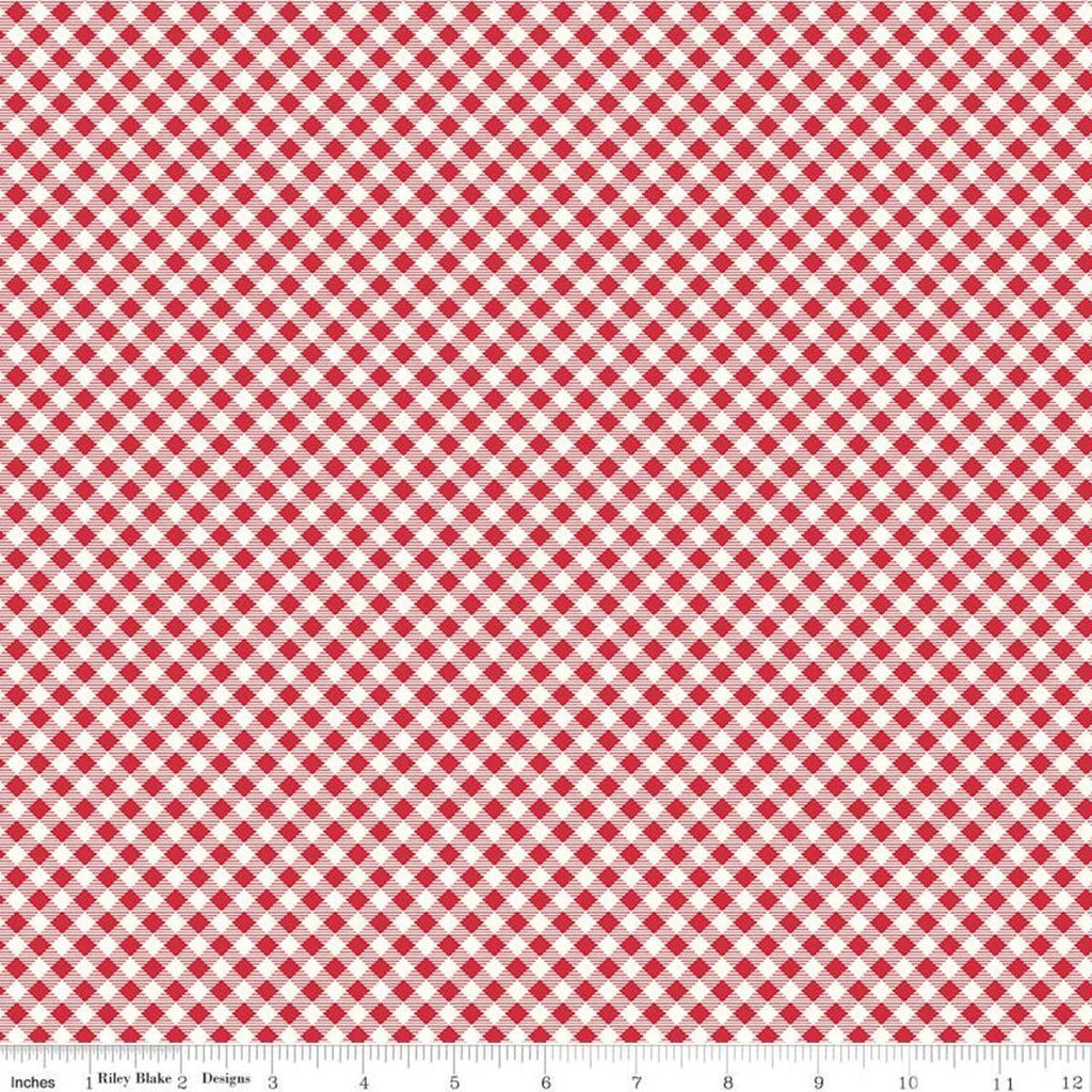 Bee Ginghams Carolyn Red Yardage | SKU: C12551-RED -C12551-RED - Justin Fabric!