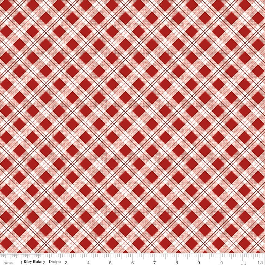 Bee Plaids Scarecrow Barn Red by Lori Holt for Riley Blake Designs -C12020-BARNRED-1 - Justin Fabric!