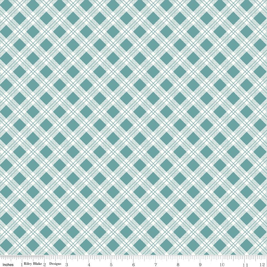 Bee Plaids Scarecrow Teal by Lori Holt for Riley Blake Designs -C12020-TEAL-1 - Justin Fabric!