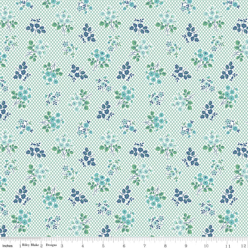 Bee Vintage Leah Blue by Lori Holt for Riley Blake Designs #C13078 -C13078-BLUE - Justin Fabric!