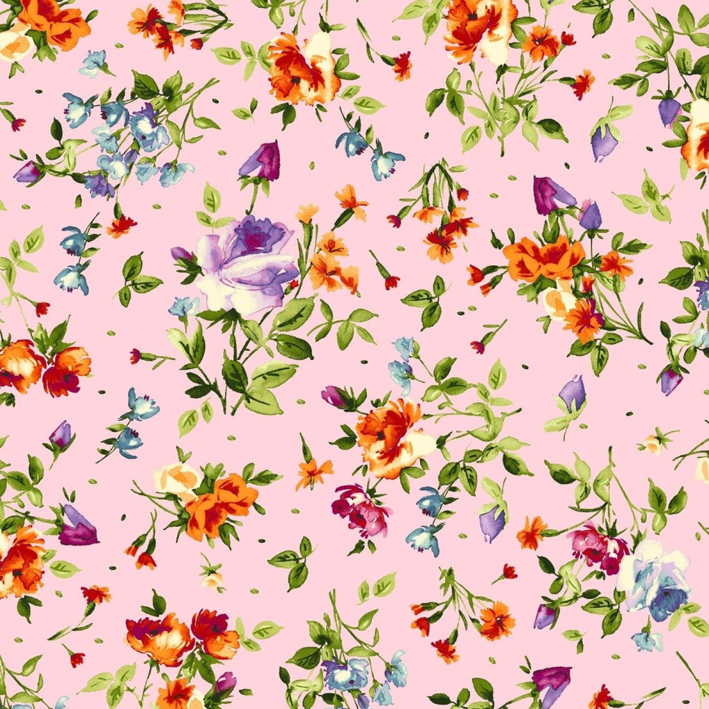 Bloom On Spaced Floral Pink by Maywood Studios -MAS10073-P - Justin Fabric!
