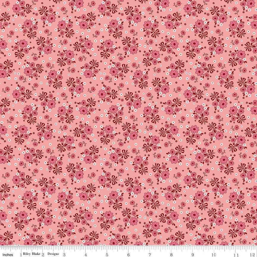 Calico Bouquet Heirloom Coral Yardage by Lori Holt for Riley Blake -C12840-CORAL-1 - Justin Fabric!