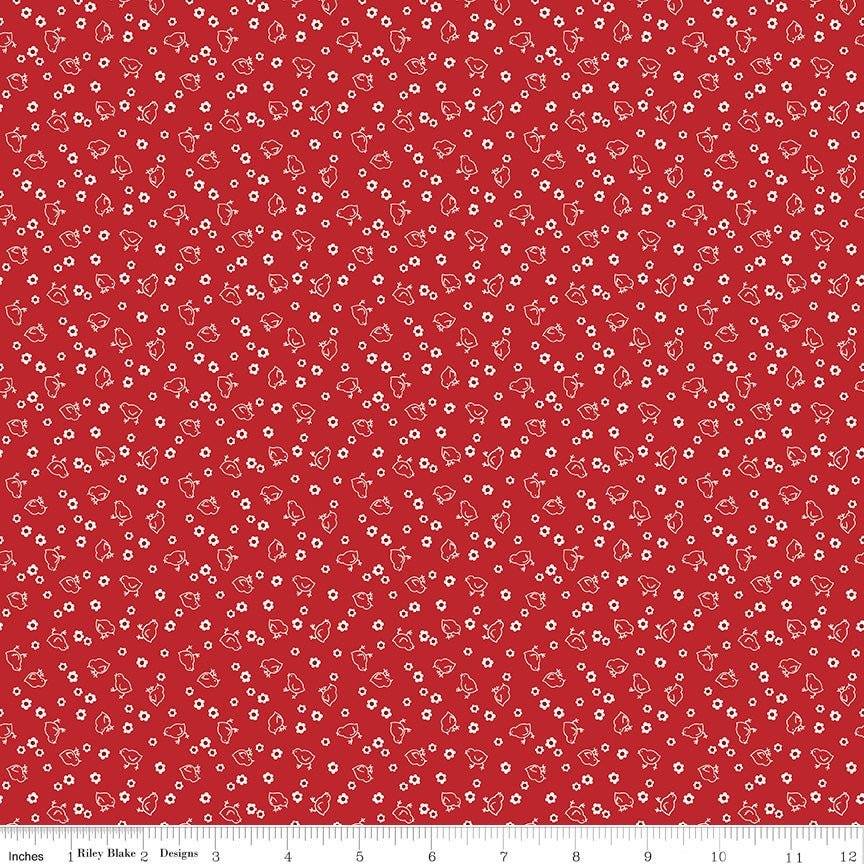 Calico Chicks Schoolhouse Red Yardage by Lori Holt for Riley Blake -C12846-RED-1 - Justin Fabric!