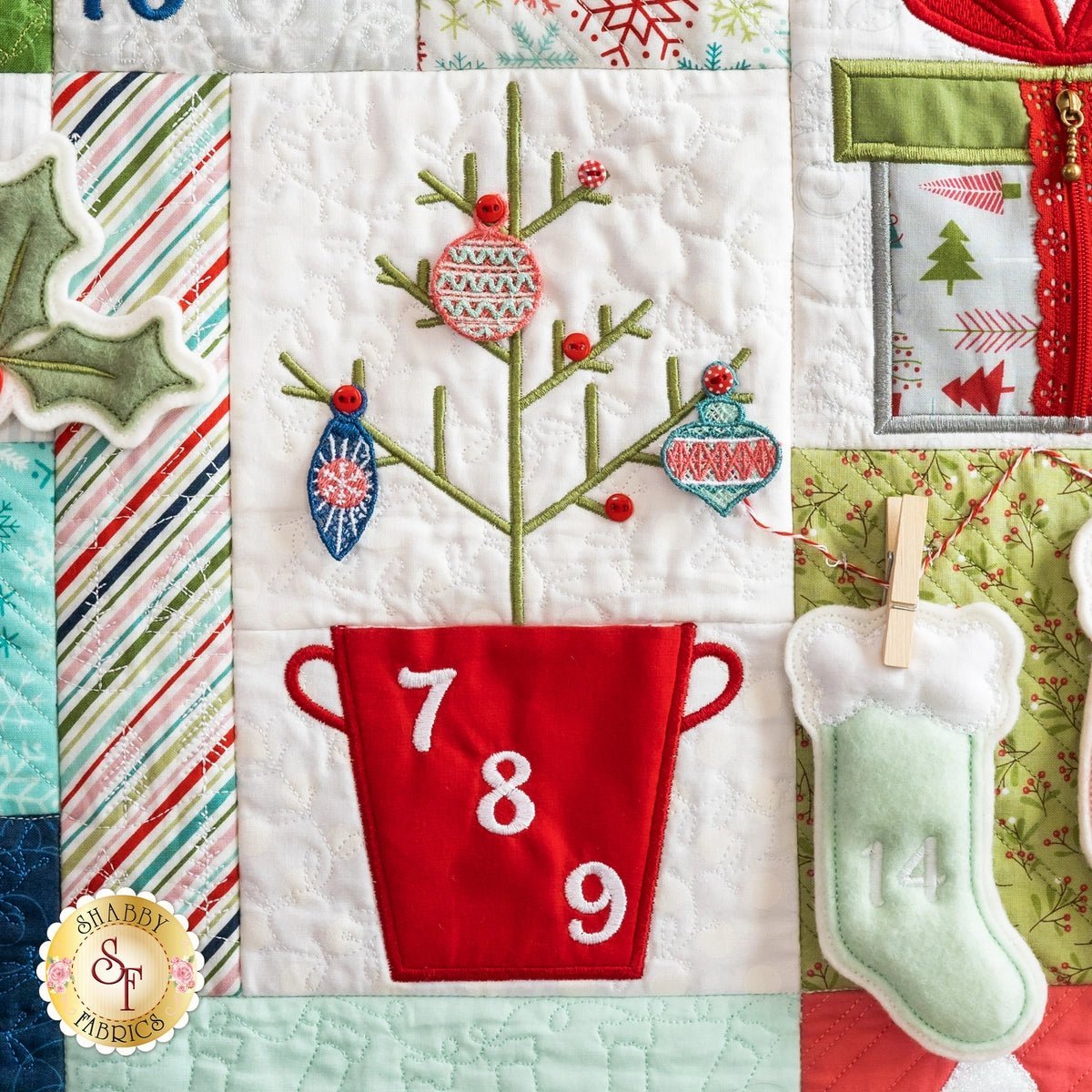 Complete Cup of Cheer Advent Calendar Machine Embroidery Quilt Kit - Justin  Fabric