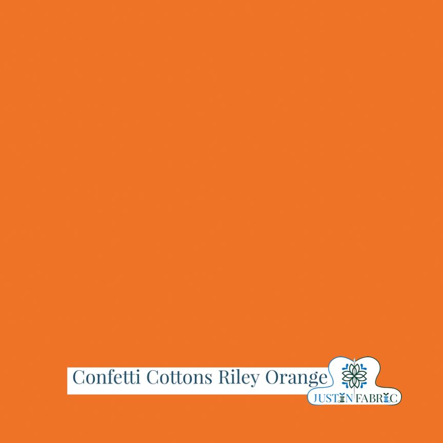 Confetti Cottons Solid Riley Orange Basic Yardage | SKU: C120-RILEYORANGE -C120-RILEYORANGE - Justin Fabric!
