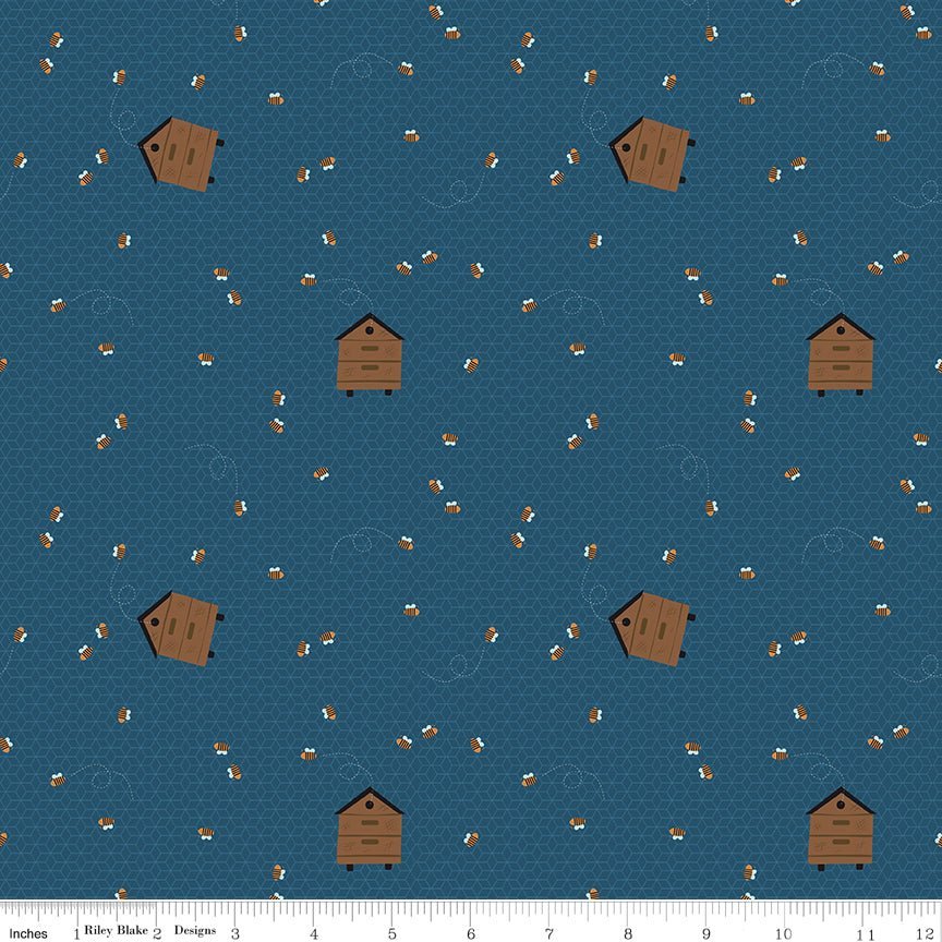 Country Life Worker Bee Night Yardage | SKU: C13795-NIGHT -C13795-NIGHT - Justin Fabric!