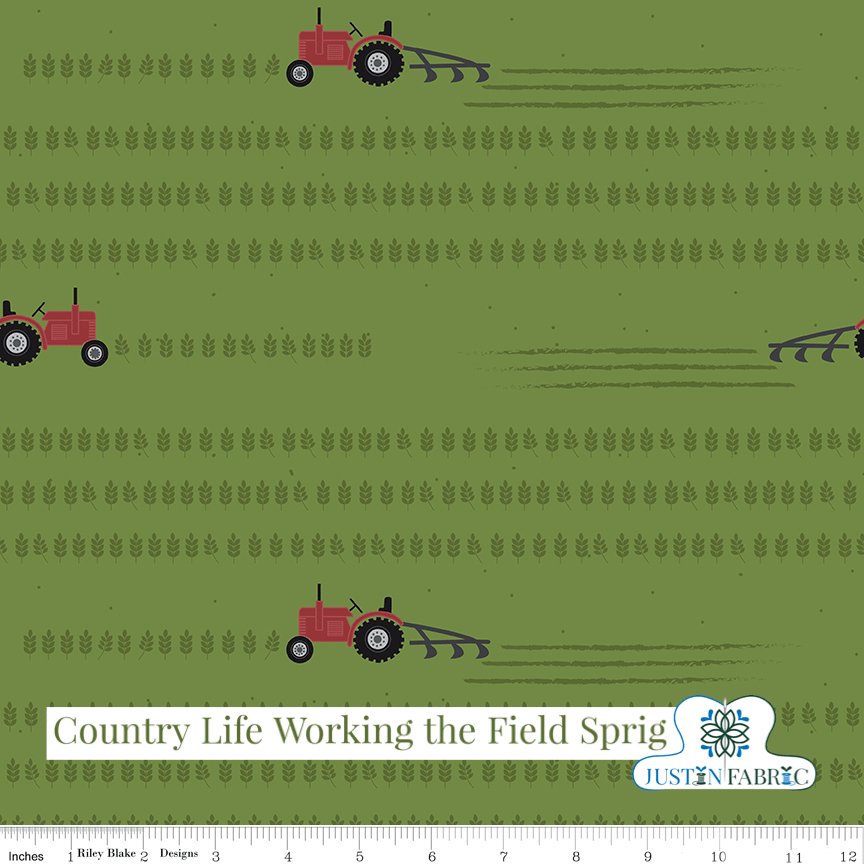 Country Life Working the Field Sprout Yardage | SKU: C13792-SPROUT -C13792-SPROUT - Justin Fabric!