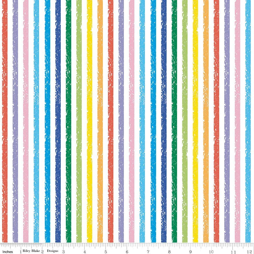 Crayola Stripe Basic Multi Yardage| SKU: C685-MULTI -C685-MULTI - Justin Fabric!
