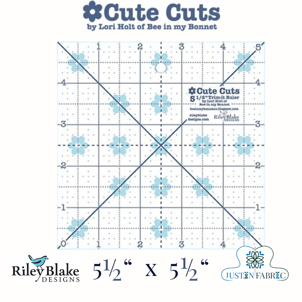 Cute Cuts Trim-It Ruler 5 1/2” x 5 1/2” by Lori Holt - Perfect for Precise Quilting -STTI-5527 - Justin Fabric!