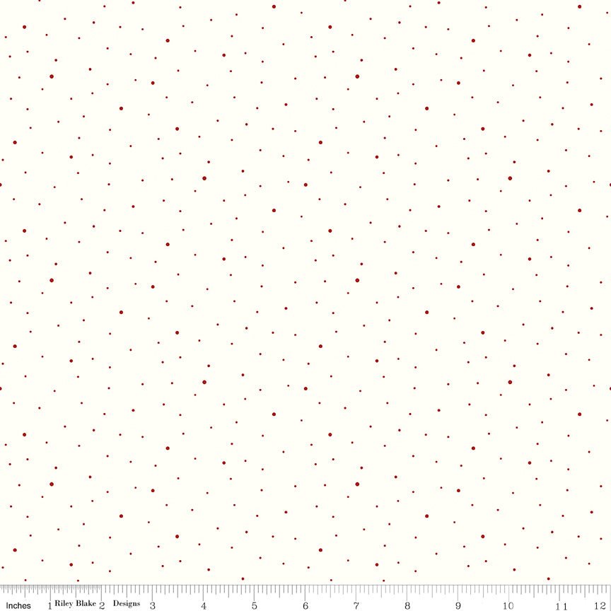 Dapple Dot on White Barn Red Yardage | SKU: C645-BARNRED -C645-BARNRED - Justin Fabric!