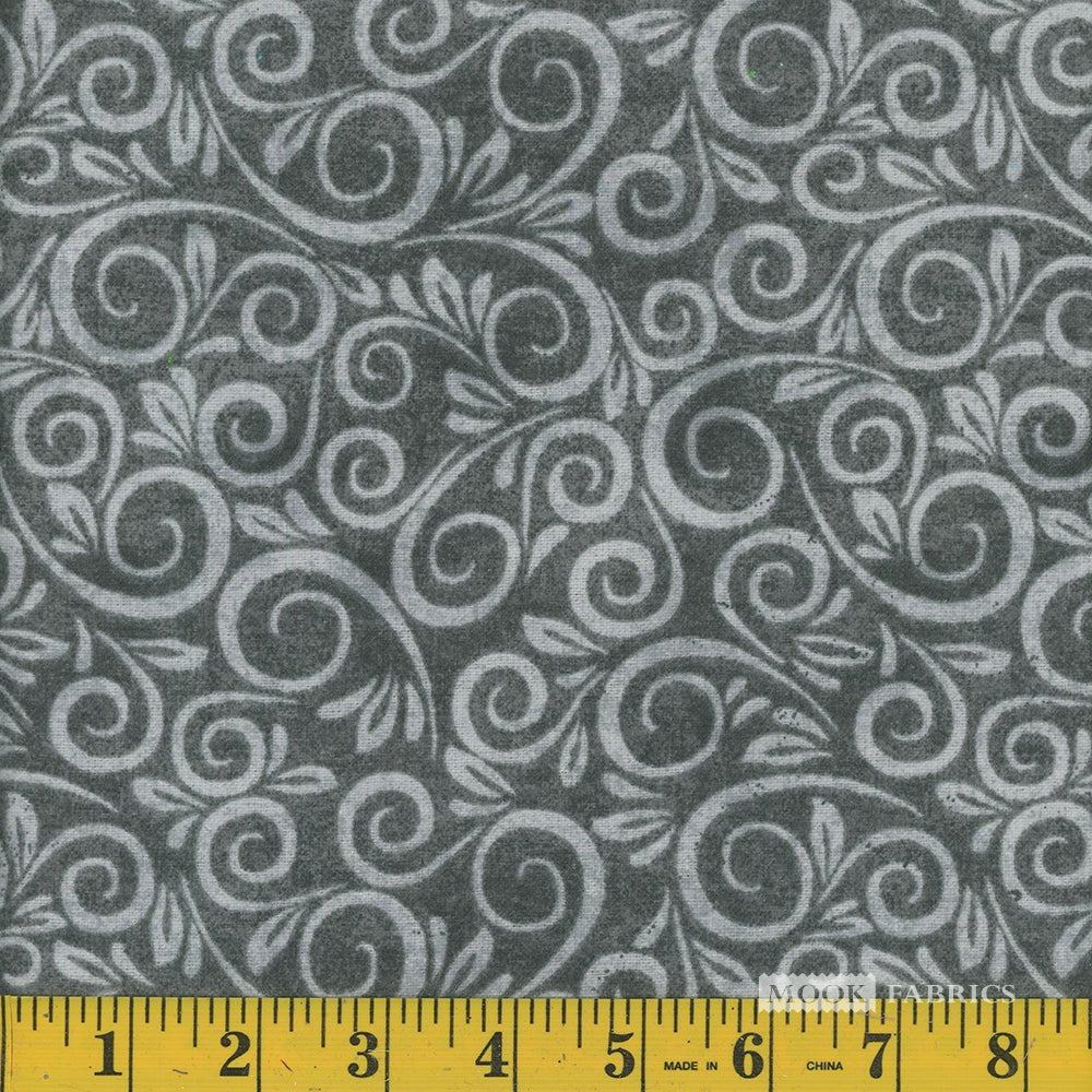 Dark Grey Swirl 108" Wide Cotton Flannel Yardage - Mook Fabrics -M109702-1/4 - Justin Fabric!