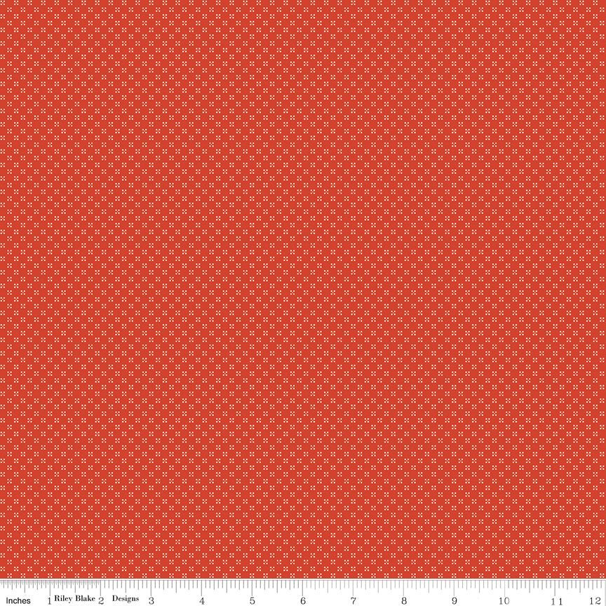 Farmhouse Summer Red Dots Red Yardage | SKU: C13635-RED -C13635-RED - Justin Fabric!
