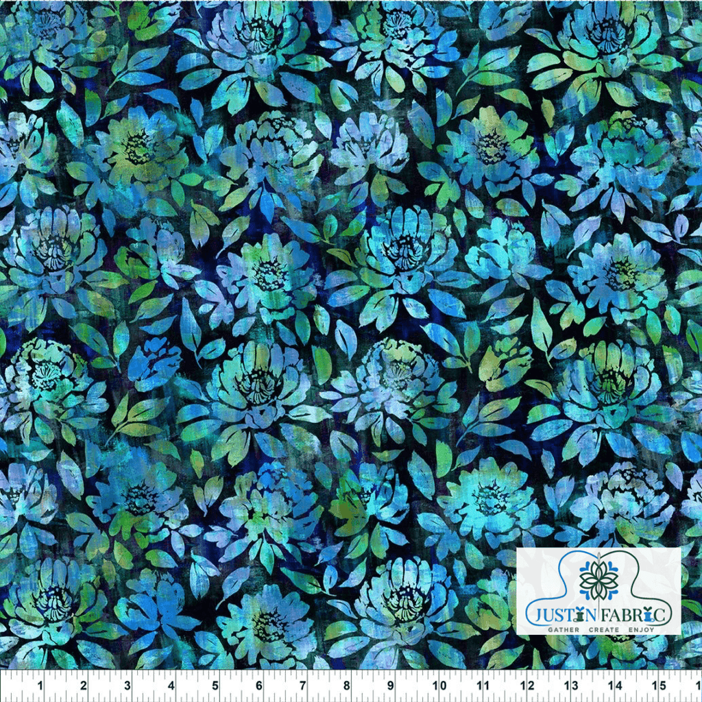 Halcyon II Blooms Blue by Jason Yenter for In The Beginning Fabrics Pre-order -21HN-2-1 - Justin Fabric!