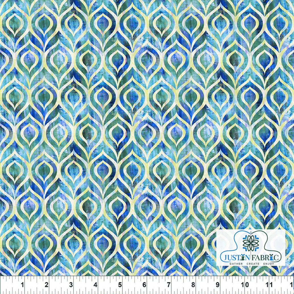 Halcyon II Peacock Blue by Jason Yenter for In The Beginning Fabrics Pre-order -24HN-2-1 - Justin Fabric!