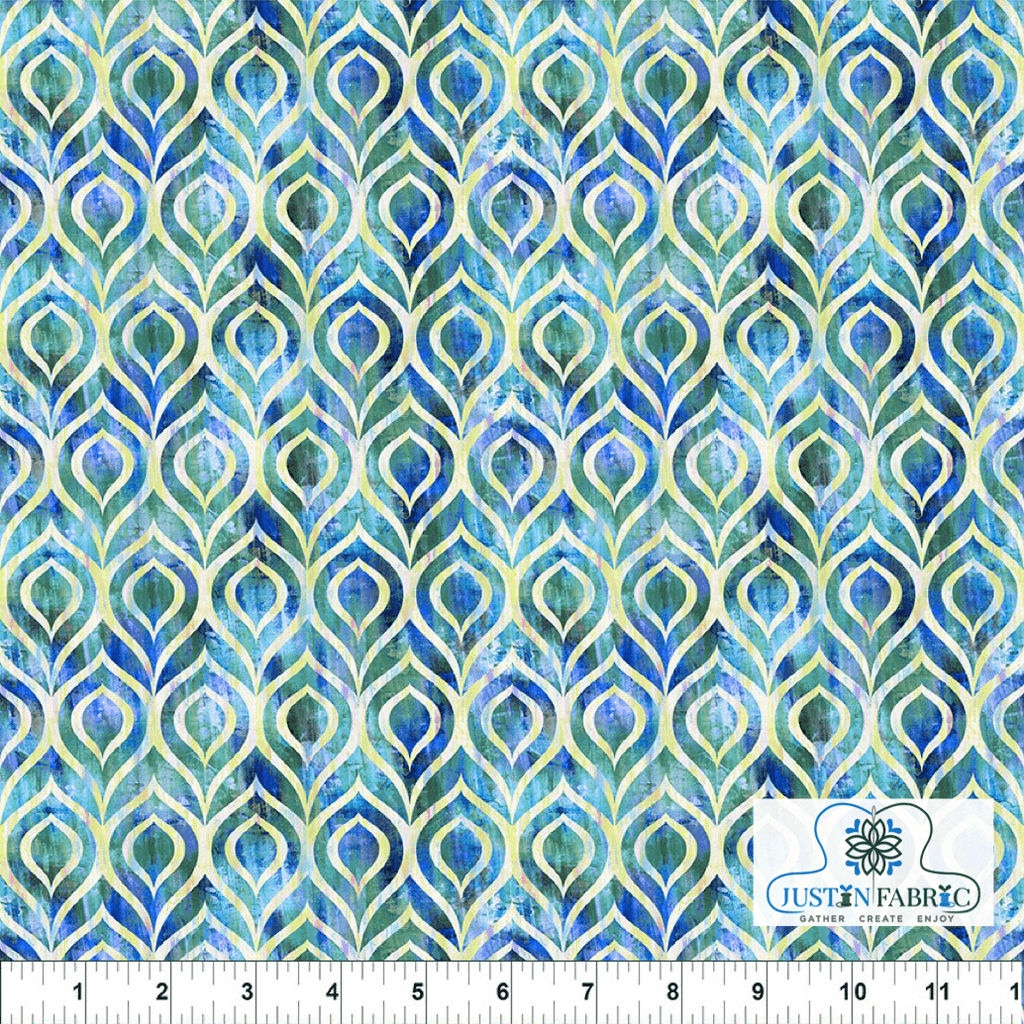 Halcyon II Peacock Blue by Jason Yenter for In The Beginning Fabrics Pre-order -24HN-2-1 - Justin Fabric!