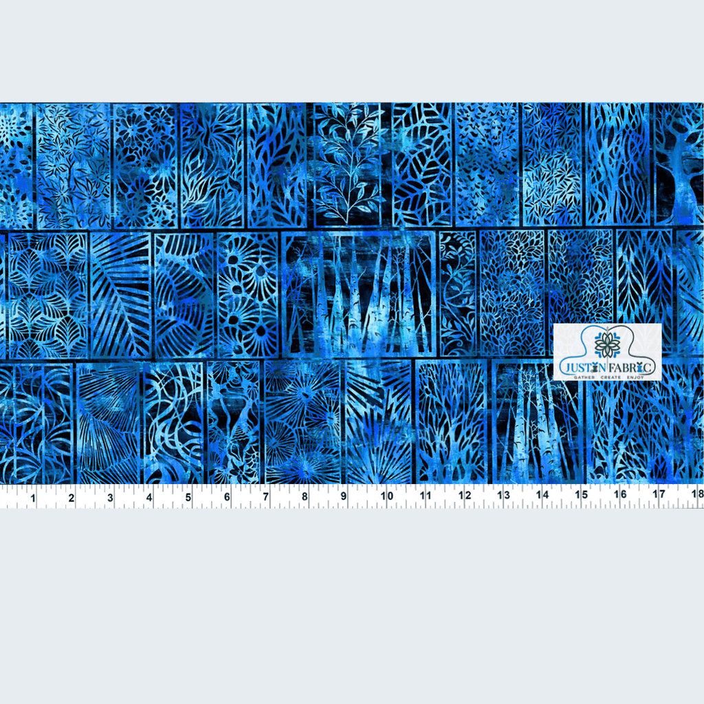 Halcyon II Woodblock Blue by Jason Yenter for In The Beginning Fabrics -23HN-2 - Justin Fabric!
