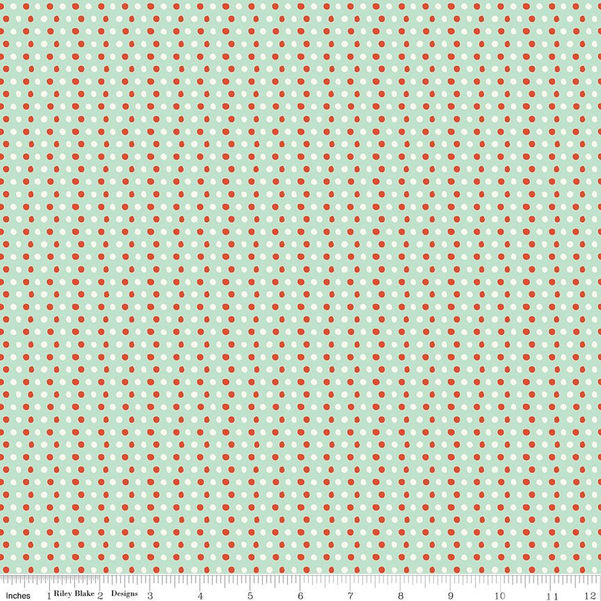 Holiday Cheer Dots Mint Yardage | SKU: C13616-MINT -C13616-MINT - Justin Fabric!
