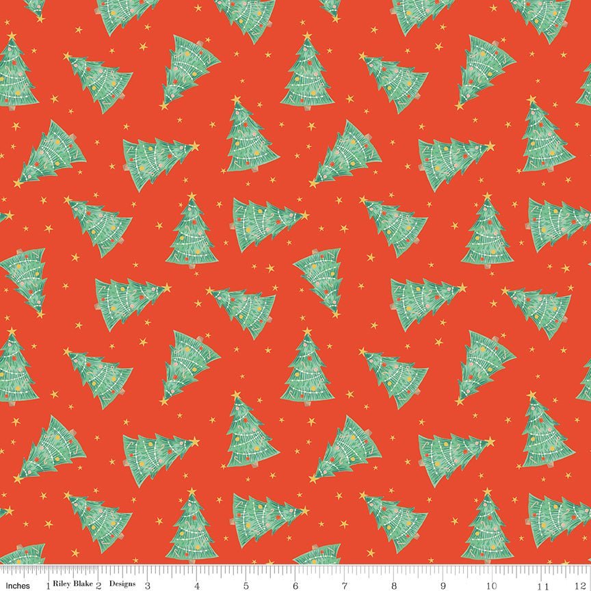 Holiday Cheer Trees Red by My Mind’s Eye | Riley Blake Designs C13612-RED -C13612-RED - Justin Fabric!