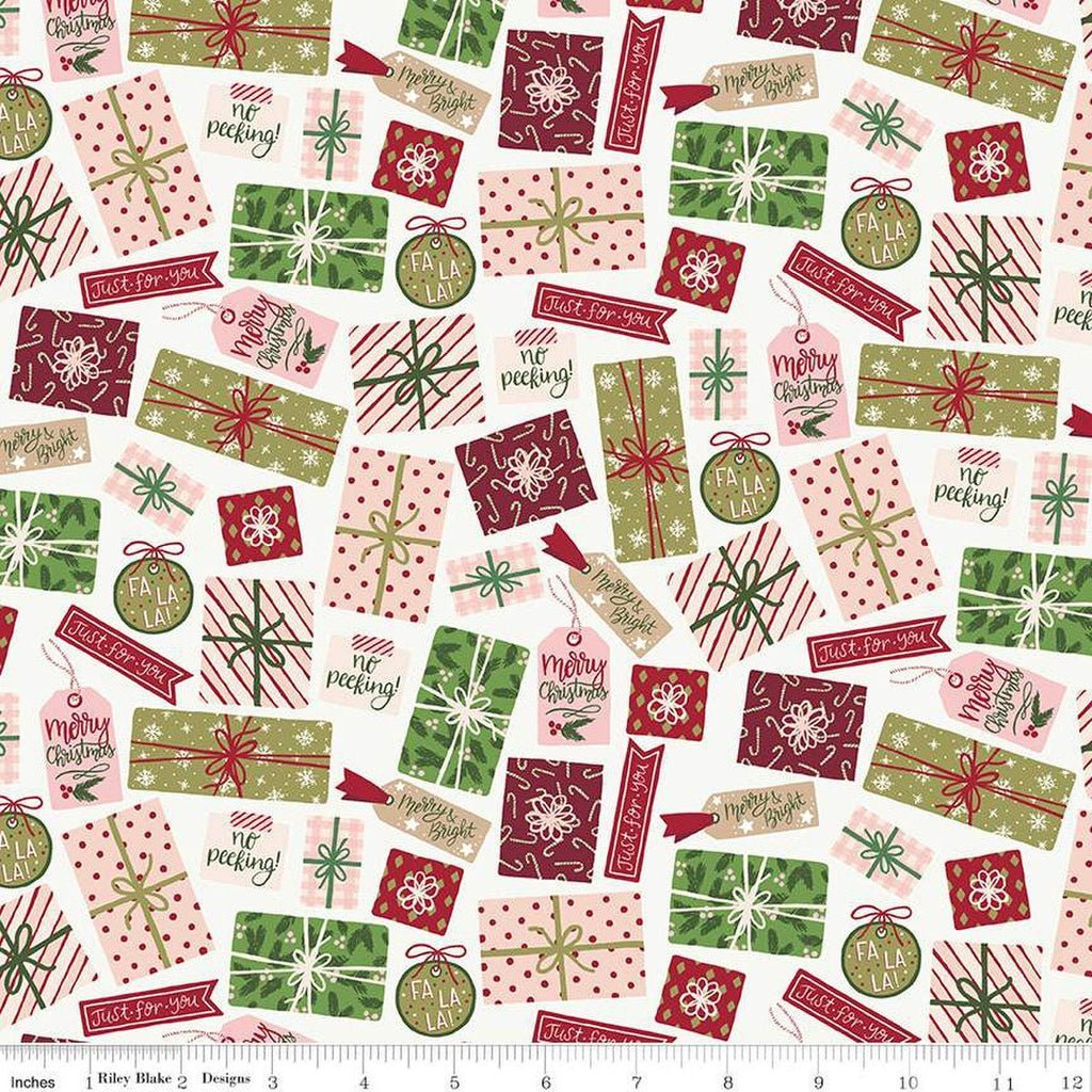 Christmas Village Pretty Presents Off White Precut 2.25 Yards | SKU: C12243-OFFWHITE -C12243-OFFWHITE-2.25 - Justin Fabric!