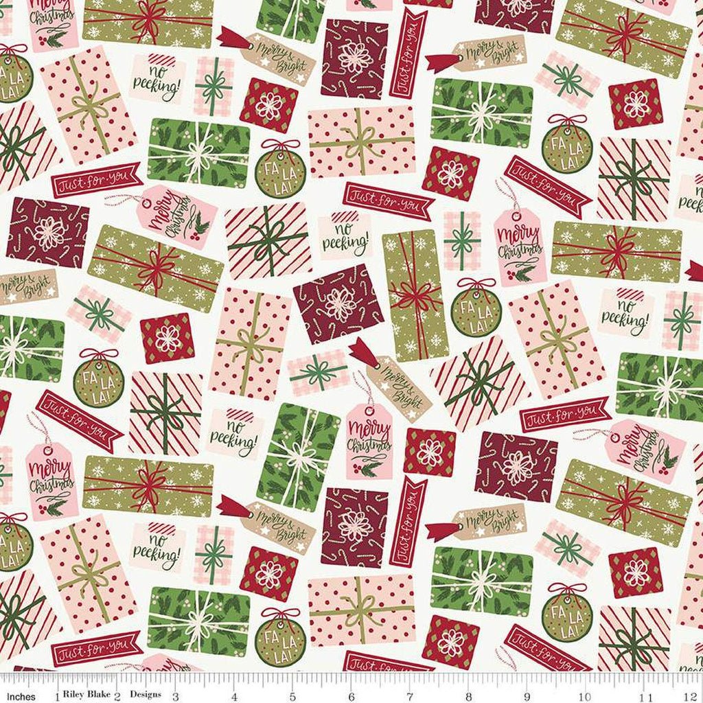 Christmas Village Pretty Presents Off White Yardage | SKU: C12243-OFFWHITE -C12243-OFFWHITE - Justin Fabric!