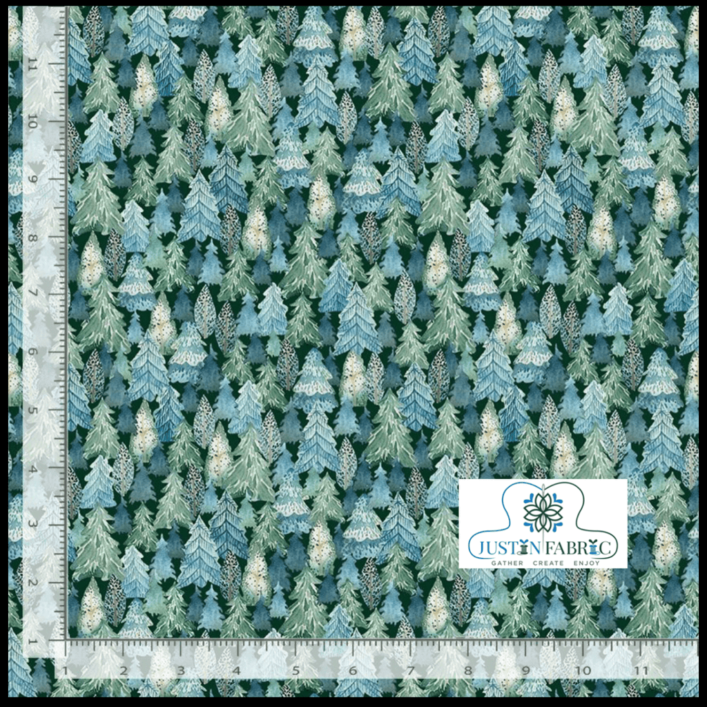 Arctic Evergreen Trees Green Yardage | SKU: CD2239-GREEN -CD2239-GREEN - Justin Fabric!