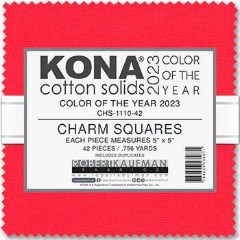 Kona Cotton Crush Color of the Year 2023 Charm Pack 5" inch squares 42pcs - Robert Kaufman -CHS-1110-42 - Justin Fabric!