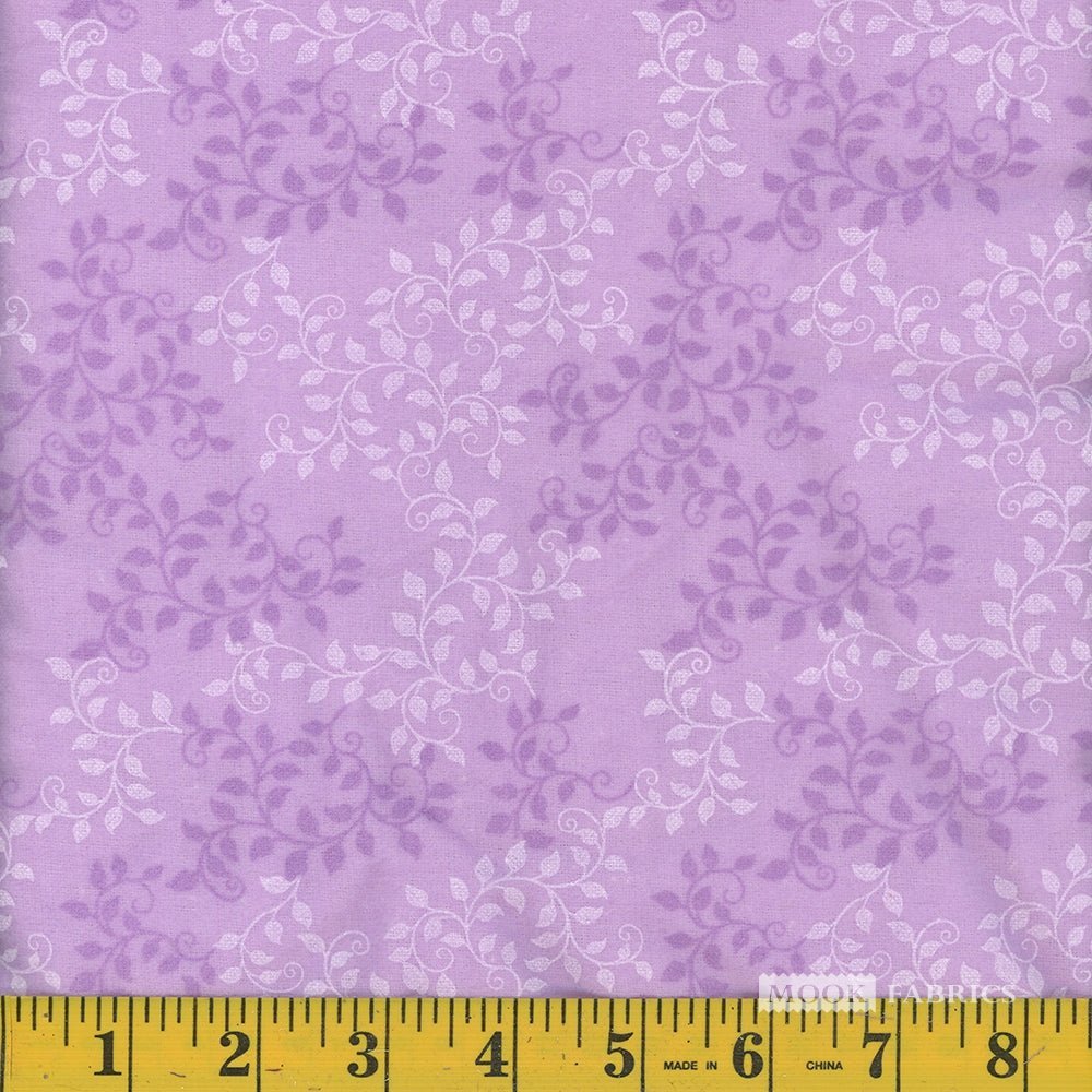 Light Purple Orchid Bloom Leaves 108" Wide Cotton Flannel Yardage - Mook Fabrics -MWB105895-1 - Justin Fabric!