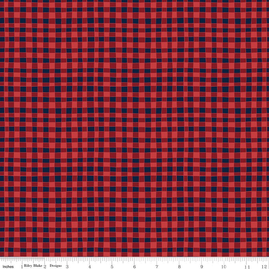 Love You S’more Gingham Red Yardage | SKU: C12143-RED -C12143-RED - Justin Fabric!