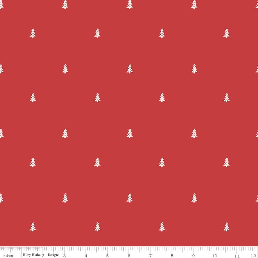 Love You S’more Trees Red Yardage | SKU: C12146-RED -C12146-RED - Justin Fabric!